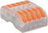 TRACON OVOTT55 Csavar nélküli vezetékösszekötő, toldó, nyitható, átlátszó 0,5-4mm2, 32A, 400VAC 5P