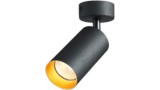 TRACON SPGU10MA1GB Mennyezeti állítható spot lámpatest, fekete, arany reflektor 100-240VAC, 50Hz, 1xGU10, max.35W