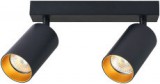 TRACON SPGU10MA2GB Mennyezeti állítható spot lámpatest, fekete, arany reflektor 100-240VAC, 50Hz, 2xGU10, max.2x35W