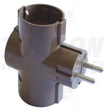 TRACON TDUGO-BARN Többférőhelyes átalakító csatlakozó, normál, barna 3×SCHUKO, max.16A, 250V