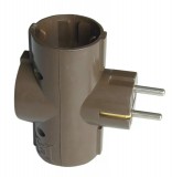 TRACON TDUGO9-BARN Többférőhelyes átalakító csatlakozó, 90°, barna 3×SCHUKO, max.16A, 250V