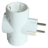 TRACON TDUGO9 Többférőhelyes átalakító csatlakozó, 90°, fehér 3×SCHUKO, max.16A, 250V (Tdf dugvilla)