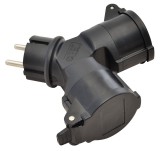 TRACON TICS-212GD Többférőhelyes átalakító csatlakozó, fekete 250 VAC, 16 A, 2xSCHUKO, max. 3680 W, IP44