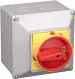 TRACON TKFL-32T Tokozott főkapcsoló, lakatolható, BE-KI 400V, 50Hz, 32A, 4P, 11kW, 64×64mm, IP44