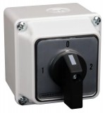 TRACON TKV-206/3T Tokozott választókapcsoló, 1-0-2 400V, 50Hz, 20A, 2×3P, 5,5kW, 48×48mm, 60°, IP44