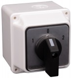 TRACON TKV-326/3T65 Tokozott választókapcsoló, 1-0-2 400V, 50Hz, 32A, 2×3P, 11kW, 64×64mm, 60°, IP65