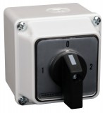 TRACON TKV-329/4T65 Tokozott választókapcsoló, 1-0-2 400V, 50Hz, 32A, 2×4P, 11kW, 64×64mm, 90°, IP65