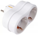 TRACON TNS2 Többférőhelyes átalakító csatlakozó, fehér 2×SCHUKO, max.16A, 250VAC