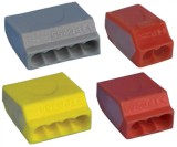 TRACON TRC254 Csavar nélküli vezetékösszekötő, sárga 4×(0,75-2,5mm2) 450VAC, max. 16A