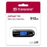 Transcend 512GB Jetflash 790 pendrive [USB 3.1] Fekete