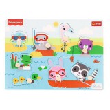 Trefl: Fisher Price vízi világ forma párosító fa puzzle - 8 darabos