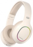 Trevi DJ 12E60 BT vezeték nélküli fejhallgató Bluetooth 5.3, Micro SD, LED világítás, krém szín