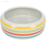 TRIXIE 60807 peremes kerámia tál nyúl 500 ml/16 cm szürke/színes csíkos