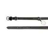 TRIXIE King Of Dogs nyakörv fekete bézs, bőr M-L/39-46cm