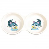 Trixie macska kerámia etetőtál dupla fehér (TRX4014)