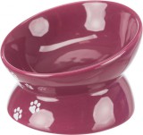 Trixie tappancsmintás döntött kerámiatálka macskáknak (Bordó; 0.15 l; Ø13 cm)