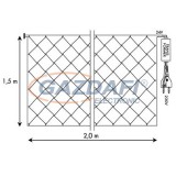 TRONIX 033-008 LED-es fényfüggöny, 2x1.5 m, 156 LED, zöld kábel, meleg fehér fény, IP44