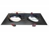 TRONIX 148-038 Spot lámpatest 2-es süllyesztett szögletes üres állítható 355x180mm IP20 fekete AR111