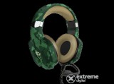 Trust Fejhallgató - GXT 323C Carus Jungle Camo (mikrofon; hangerőszabályzó; 3.5mm jack; nagy-párnás; zöld)