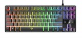 Trust Gaming GXT 833 Thado, Magyar Nyelvű, QWERTZ, USB 2.0, RGB, TKL, Fekete billentyűzet