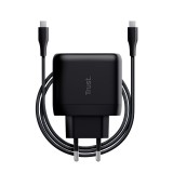 Trust Maxo Compact 65W USB-C Charger with included 2m USB-C cable Black 24817