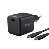 Trust Maxo Ultra-small 65W USB-C GaN Charger 2m cable Black 26046