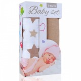 TTOMI T-TOMI Baby set - osuška bambusová hvězdičky + osuška bambusová béžová