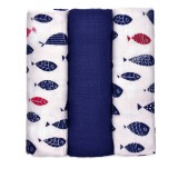 TTOMI T-TOMI Pleny bambusové BIO 70x70 cm, 3 ks, fish