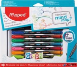 Tűfilc készlet, 0,4 mm, MAPED "Graph&#039;Peps - How to Mind Map Box", 8 különböző szín