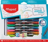 Tűfilc készlet, 0,4 mm, MAPED Graph&#039;Peps - How to Mind Map Box, 8 különböző szín (IMA897553)