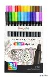 Tűfilc készlet, 0,4 mm, PENTEL 'Pointliner', 24 különböző szín