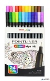Tűfilc készlet, 0,4 mm, PENTEL "Pointliner", 24 különböző szín