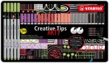 Tűfilc készlet, fém doboz, STABILO "Creative Tips ARTY", 6 különböző pasztell szín, 5 különböző vastagság