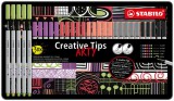 Tűfilc készlet, fém doboz, STABILO Creative Tips ARTY, 6 különböző pasztell szín, 5 különböző vastagság (TST89306220)
