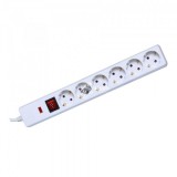 Túlfeszültség védett hálózati elosztó, kapcsolós, 6 aljzat, 1,5m