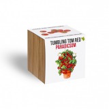 Tumbling tom red paradicsom növényem fa kockában, Tumbling tom red paradicsom növényem fa kockában