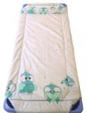Türkiz bagoly mintás gumifüles töltött ovis lepedő - 55x130 cm