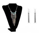 Türkiz medálos nyaklánc szett