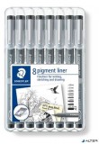 Tusfilc készlet, 8 különböző vonalvastagság, STAEDTLER "Pigment liner 308", fekete