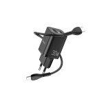 Type-C/USB Portos hálózati gyorstöltő (PD) 30W + Type-C/Type-C kábel 1 méter Hoco N13 Bright fekete