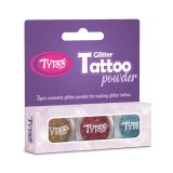 TyToo: Pezsgő, lazac és azúrkék színű csillámpor szett 3x2,5ml