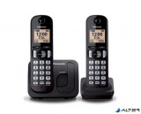 Telefon, vezeték nélküli, telefonpár, PANASONIC &#039;KX-TGC212PDB Duo, fekete