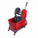 Uctem Plastic Ltd. Takarítókocsi, műanyag vázas, piros, 24 literes