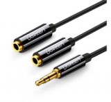 Ugreen audió adapter kábel (elosztó, 2 3.5mm jack aljzat - 3.5mm jack, 25cm) FEKETE