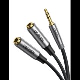 UGREEN AUX audio elosztó 3,5 mm-es jack kábel 20cm szürke (50253) (UG50253) - Audió kábel