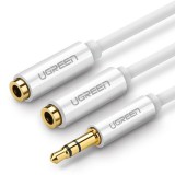 UGREEN AV123 AUX audio elosztó jack kábel 3.5mm 0,2m fehér (10780) (UG10780) - Audió kábel