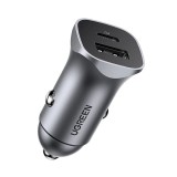 UGREEN Car Charger USB-A/USB-C 24W Power Delivery Quick Charge Gray 72166
