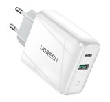 UGREEN CD170 hálózati töltő USB+Type-C aljzat (36W, PD gyorstöltő 4.0) FEHÉR