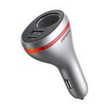 UGREEN CD204 autós töltő szivargyújtó aljzattal, USB, USB-C, 84W (szürke)