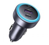 Ugreen EC307 autós töltő USB+2 Type-C aljzat (30W, PD gyorstöltő 3.0) FEKETE